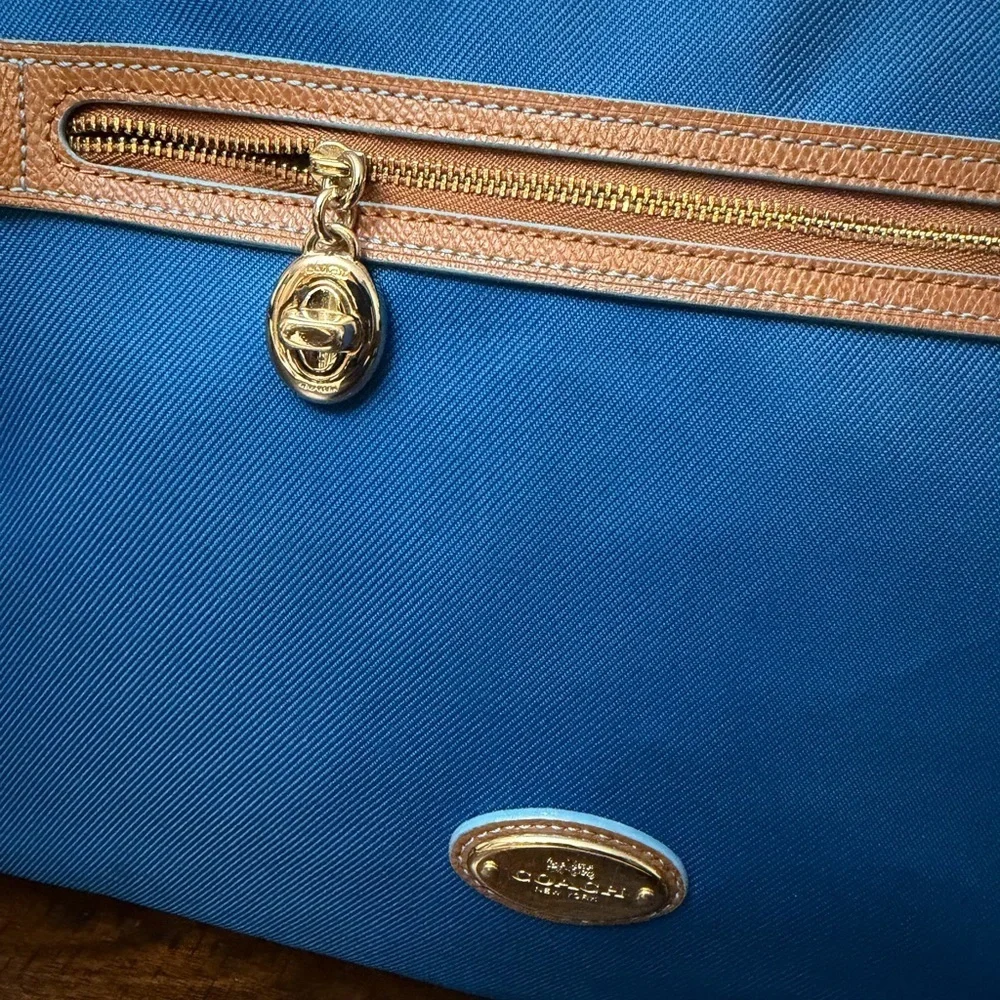 Coach Vibrant Blue and Tan Handbag